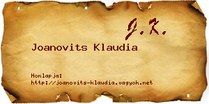 Joanovits Klaudia névjegykártya